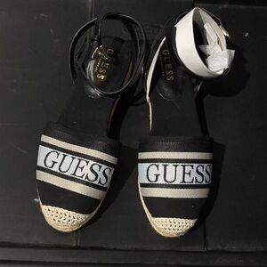 GUESS Black and White Espadrille Flats